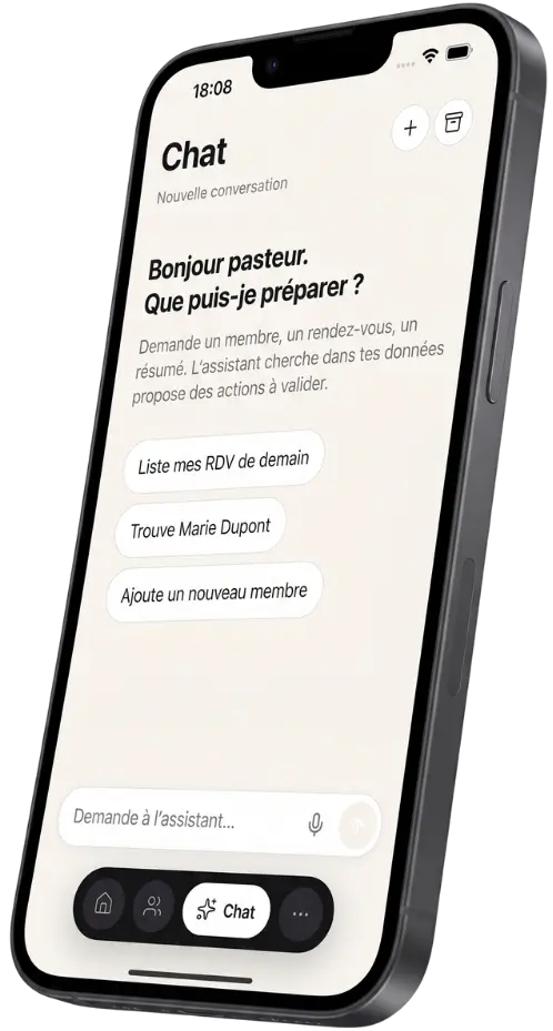 Ministeo — écran Chat sur iPhone